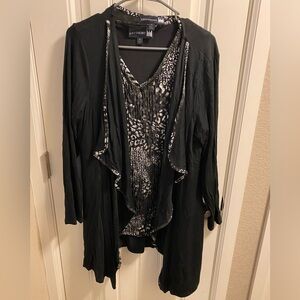 Anthony XL Tank Cardigan Sweater  2 Piece Set Animal Print Black Open Front